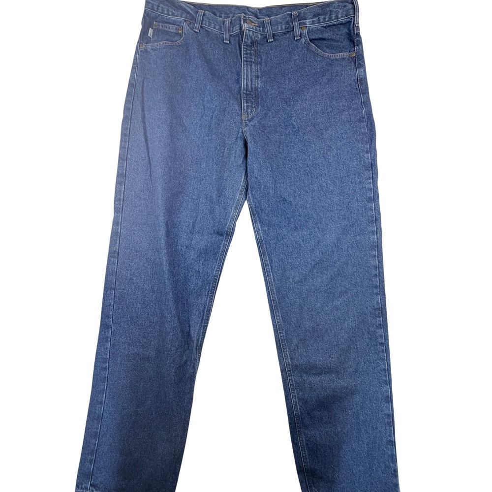 Carhartt B17 DST Jeans Mens 44x34 Relaxed Fit Straight Leg Blue Denim Workwear